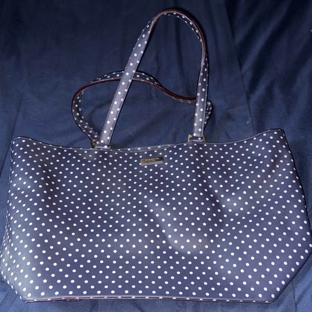 Kate Spade Navy and White Polka Dot Tote